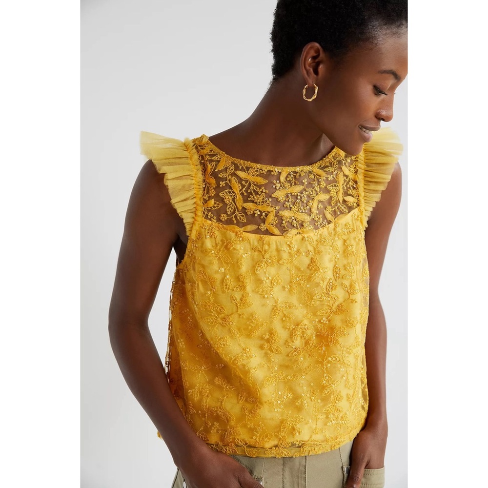 Anthropologie Embroidered Tulle Tank - NWT - SZ XL